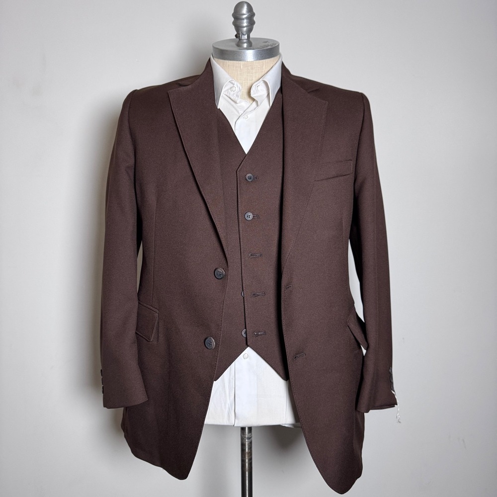 Kuppenheimer Designer Collection‎ Mens Brown 2pc Blazer Vest Set 46 Long Vintage